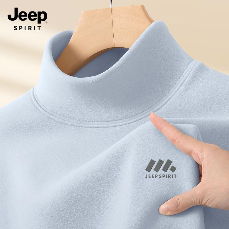 JEEP SPIRIT Men's Half-Turtleneck De Velvet Long-Sleeve Thermal T-Shirt