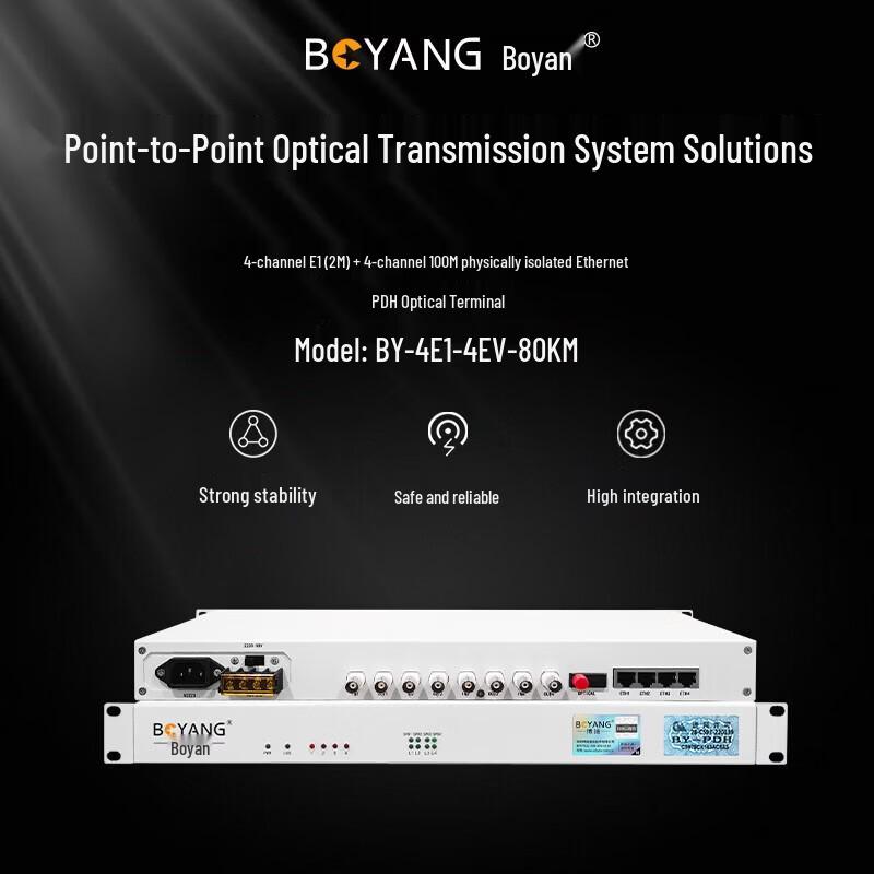 Boyang PDH Optical Transceiver 4E1 4-Port Ethernet