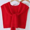 Trendy Korean Style Women's Air-Conditioned Knitted Shawl – Red Sleeveless Vest for All Seasons with Neck Protection