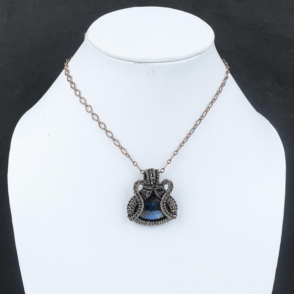 Labradorite Copper Wire Wrapped Pendant Handmade Pendant Labradorite Pendant For Women Wrapped Pendant Gift For Him Gemstone Copper Jewelry