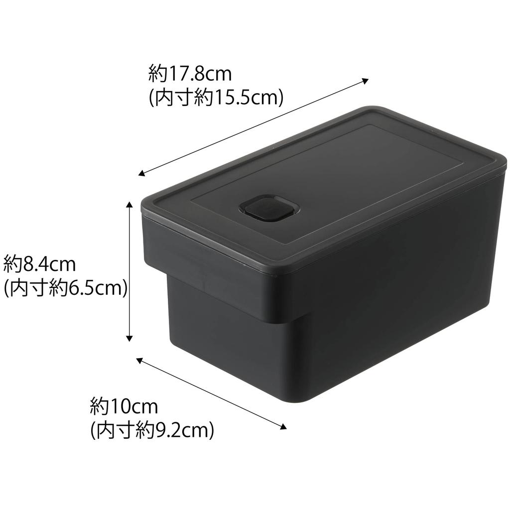 Yamazaki Tower Airtight Food Container with W10 X X with 7708 Handle, Black, Approx. D17.8 H8.4cm, Bubble,