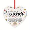 Teacher Appreciation Gift Ornament To The Best Teacher Thank You for Helping Me Learn and Play Heart-shaped Ceramic Design Hanging Pendant