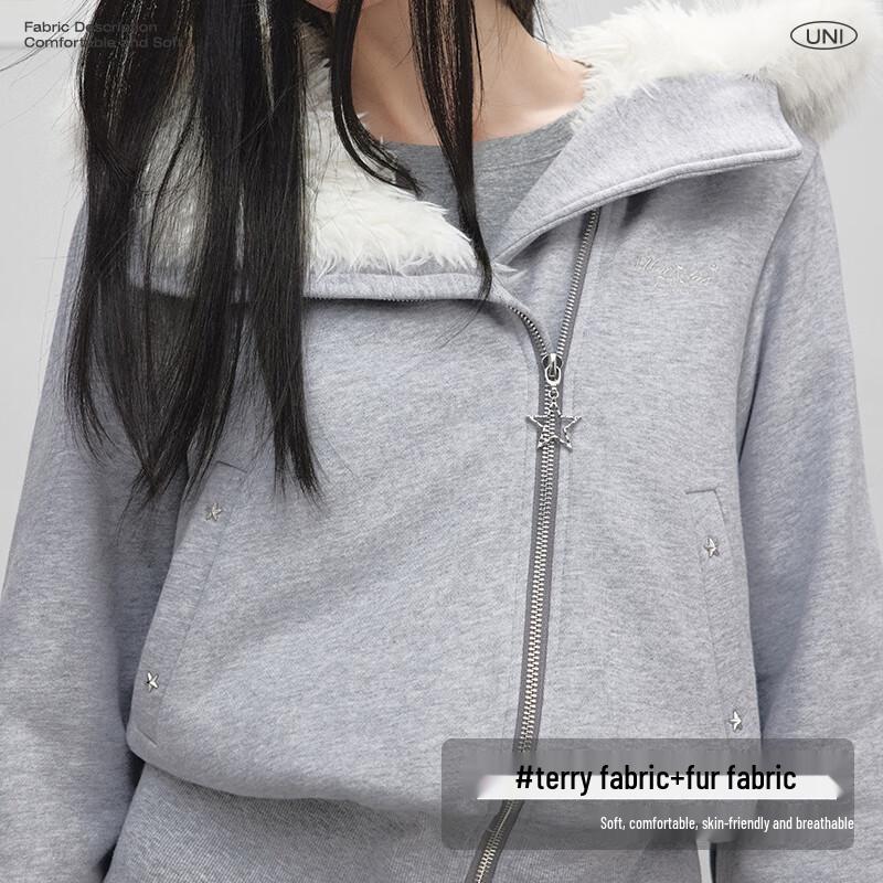 UNIFREE Winter Korean Style Slim Short Coat with Fur Collar