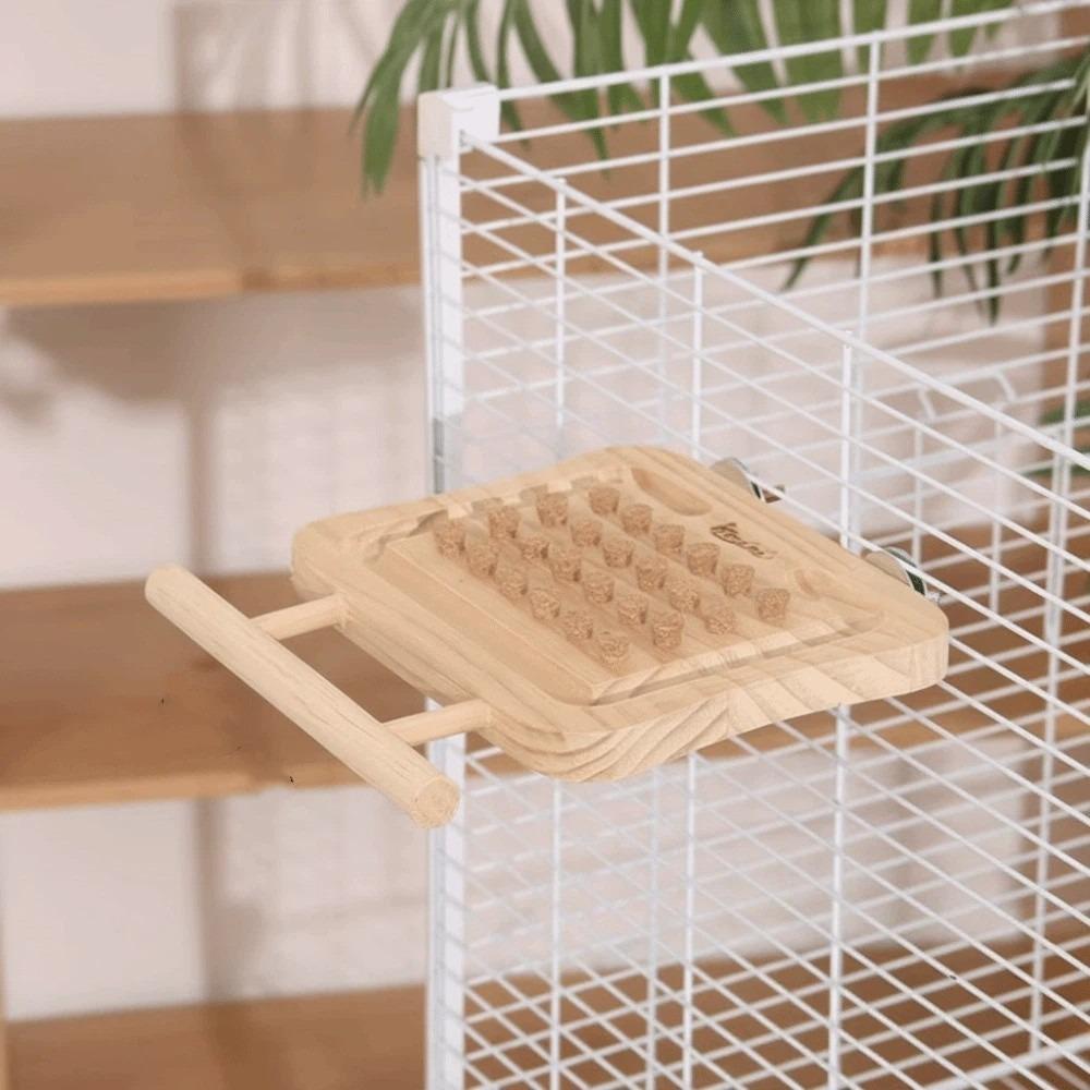 Wooden Parrot Puzzle Toys Bite Resistant Wear-Resistant Bird Chewing Toys Durable Block Cork Bird Perch Stand Bird Activity