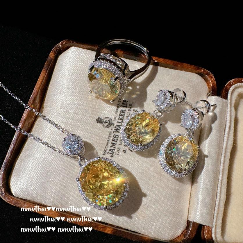 Cinderella Twilight Yolk Egg Necklace, Mermaid Tears, 18K Gold Plated, Sunset Yellow Zircon Droplet Earrings