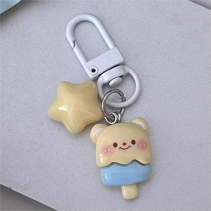 Milky Soft Butter Bear Star Keychain: Cute Cartoon Pendant for Backpack or Gift