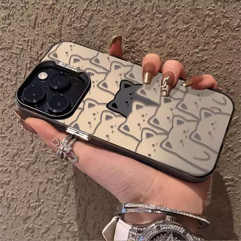 Süße Cartoon-Tier-Graffiti-Bär-Handyhülle für Samsung Galaxy S22 S23 S24 Ultra S25 S20 Plus S21 FE Linsenschutz Vergoldete Hülle