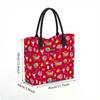  Christmas Pattern Casual Tote Bag Large Capacity Daily Handbag for Holiday Shopping Outdoor Use