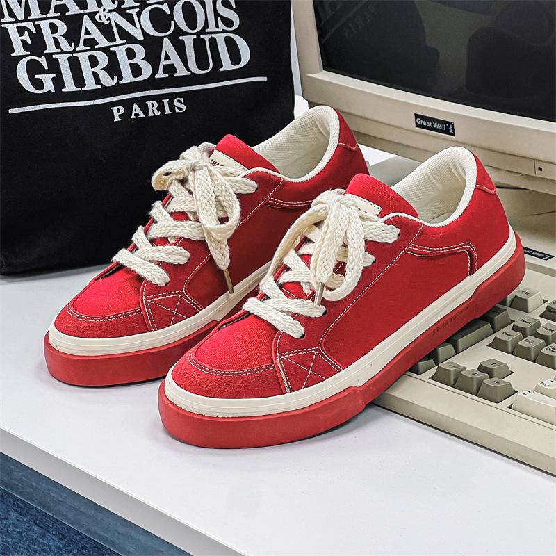 

Мужская обувь, модная обувь, осенняя дышащая парусиновая обувь, корейская версия, универсальная, в гонконгском стиле, с плоской подошвой, для занятий спортом и отдыха, для сноубординга 7 39 красный