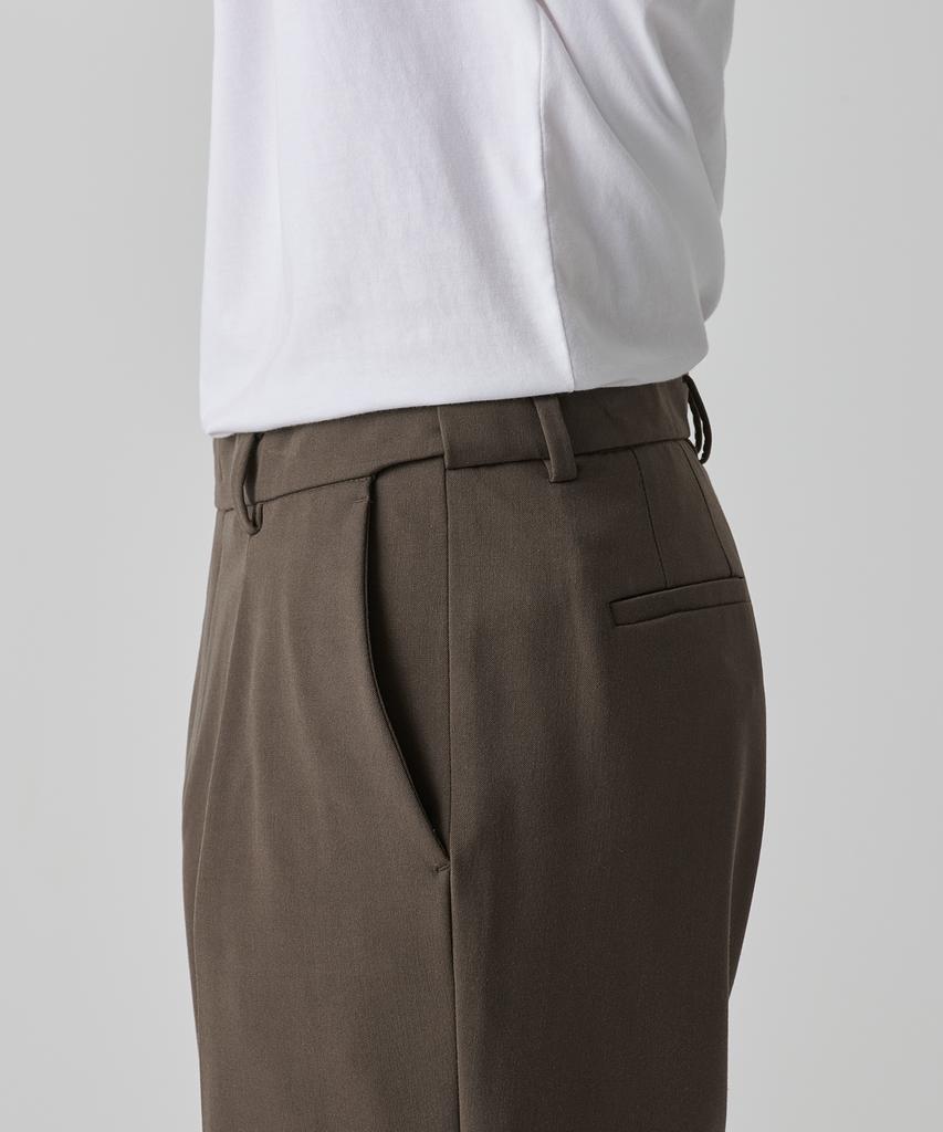 MUSINSA STANDARD Reverse One-Pleat Wide Hidden Banding Slacks [Brown]