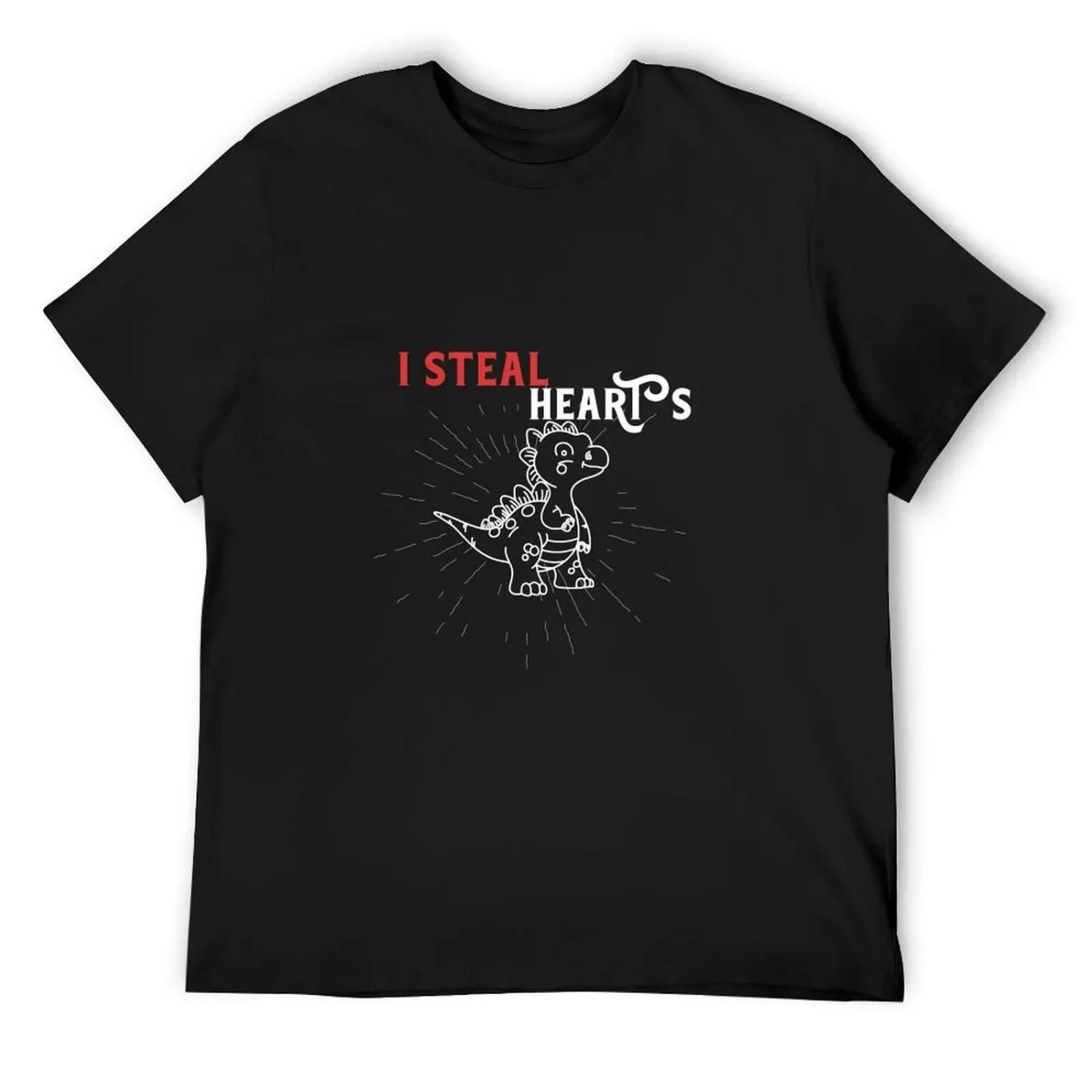 valentines day dinosaur i steal hearts boys men love t rex T-Shirt Blouse anime stuff quick drying Men s t-shirts S