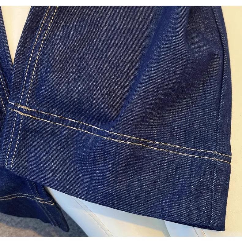 Damen Petite Fleecegefütterte High-Waist Wide-Leg Jeans für Herbst/Winter 2024