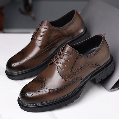 2025 Herbst neue Leder Herrenschuhe Brock Kleiderlederschuhe braun Britischer Stil erhöhend Business Lederschuhe Herren