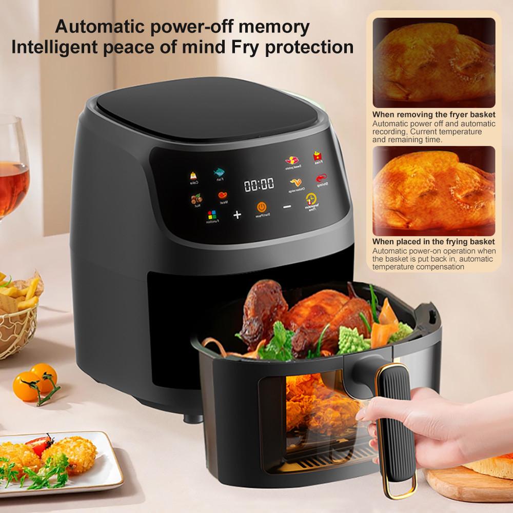 8L 360 ° Large Capacity 1350W Digital Screen Control Visible Window Three-dimensional Circulation Air Fryer