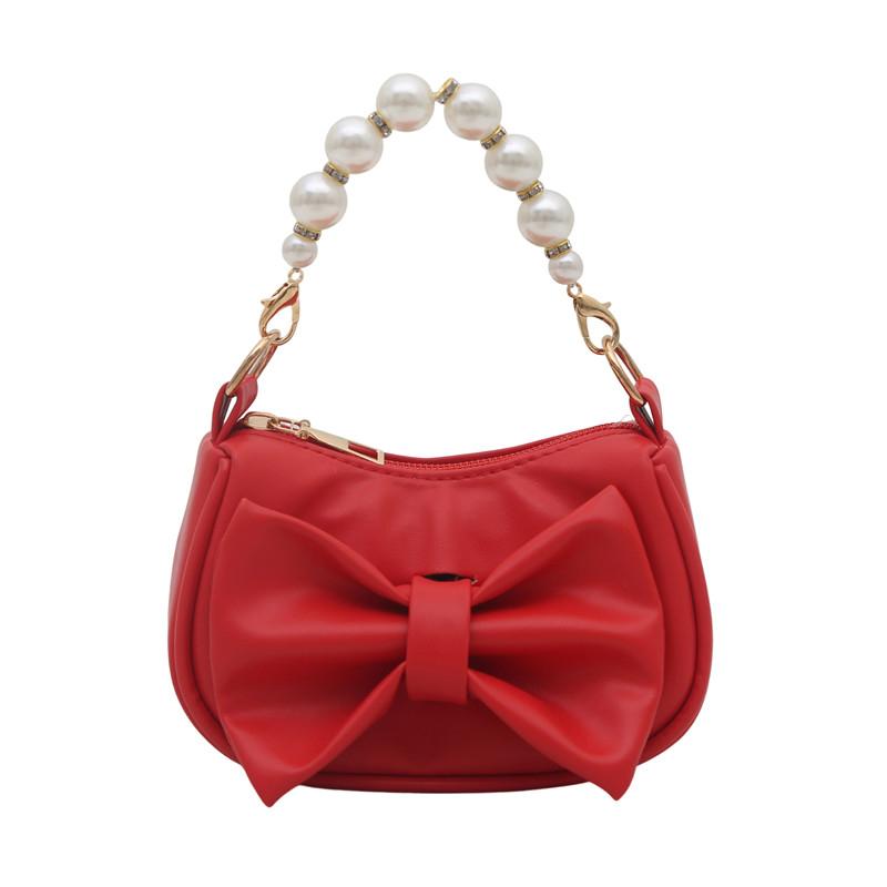 Bow Mini Handbag Fashionable and Versatile Mini Bag New Korean Version Pearl Bow Bags Casual Handbag Exquisite Zipper Cute Bag