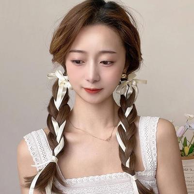 2M Braided Ribbon Hair Band Ribbon Silk Hair Tie Headband Female Bow Twist Hair Rope Ponytail Holder Hair Accessories