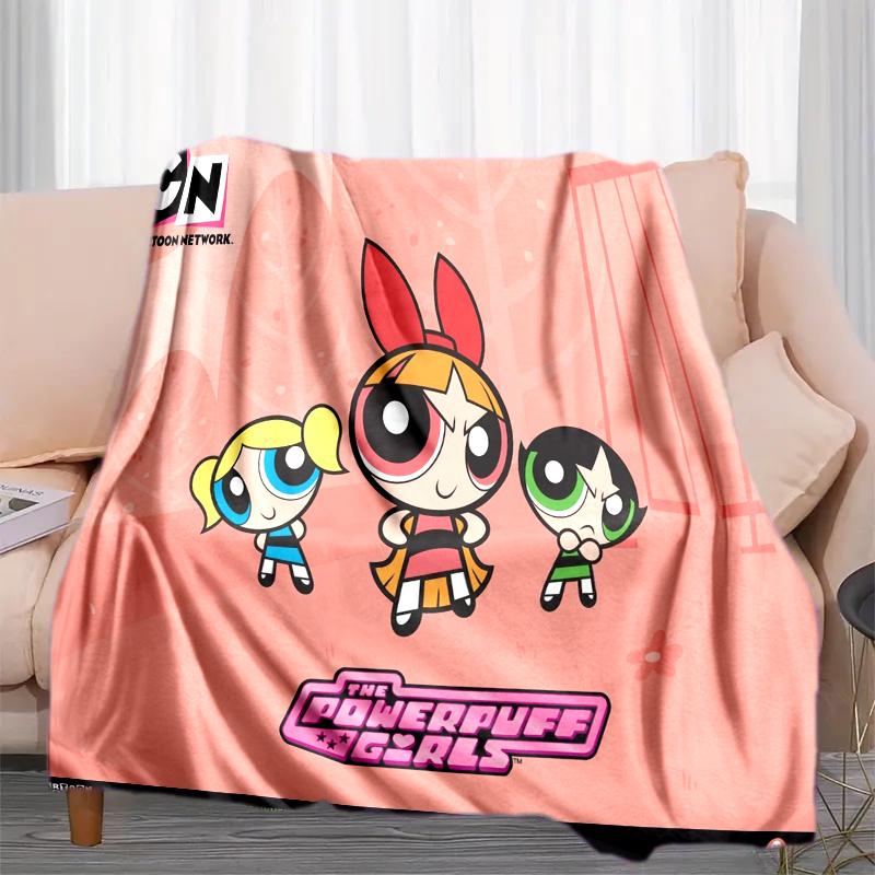 1PC The Powerpuff Girls printed blanket, all season lightweight home office outdoor nap multifunctional blanket A2