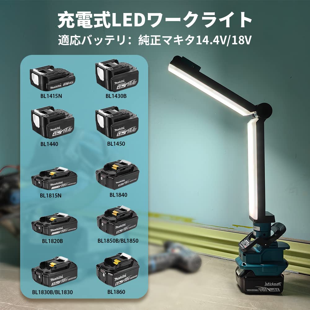Orginer Rechargeable LED Work Compatible with Makita 18V High Rotating Light Ideal for Outdoor Nighttime Car Disaster Power and Earthquakes Sold Main