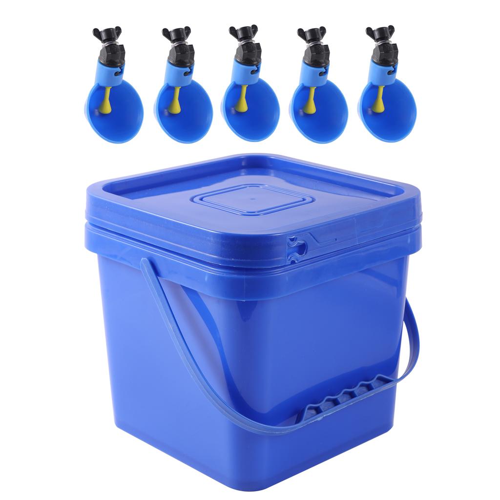 5L Quail Chicken Drinking Bucket With Drinking Cup Portable Thickened Bucket With Lid Square Pet Food Storage Plastic Bucket