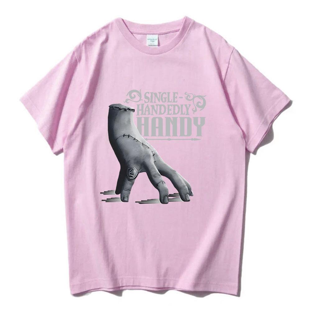 Wednesday Single Handedly Handy T-shirt Fashion Unisex Streetwear Casual Short Sleeve Cotton Tshirt for Male Film Printing Tees