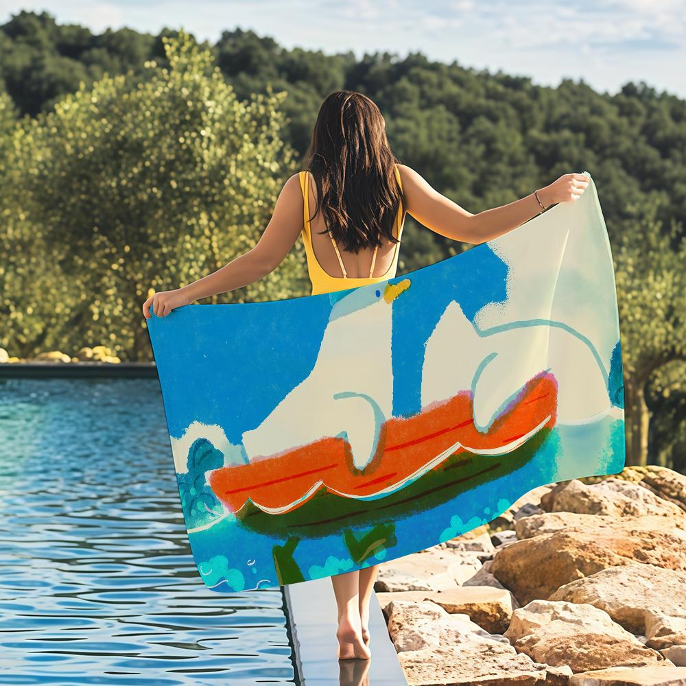 

Cute S-Ssebong Cartoon kids Towel Quick Drying Beach Towels Are Suitable For Swimming Pools Camping Yoga And The Gym W30*H60(CM)