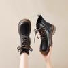 Small Thick-soled Heightening Short Boots Women's 2025 Autumn New British Style Retro Lace-up Fried Street Locomotive Martin Boots