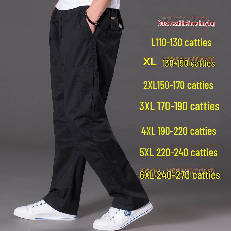 Men's Summer Workwear Casual Washed Cotton Pants, Multi-Pocket, Plus Size M-6XL