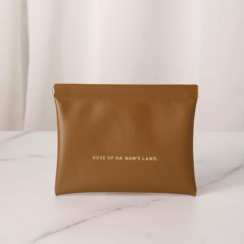 Mini Multifunctional Automatic Sealing PU Leather Storage Bag Travel Compact For Headphones Lipstick Coin Sanitary Napkins