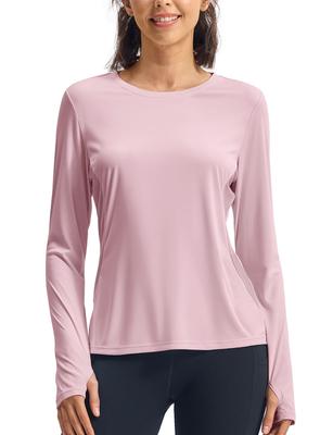 Gopuune Long Sleeve Sports Yoga Fitness Running Stretch Mesh Women's T-Shirt, Sweat-Wicking, Quick-Drying, Top, Shirt, (Purple, XL)