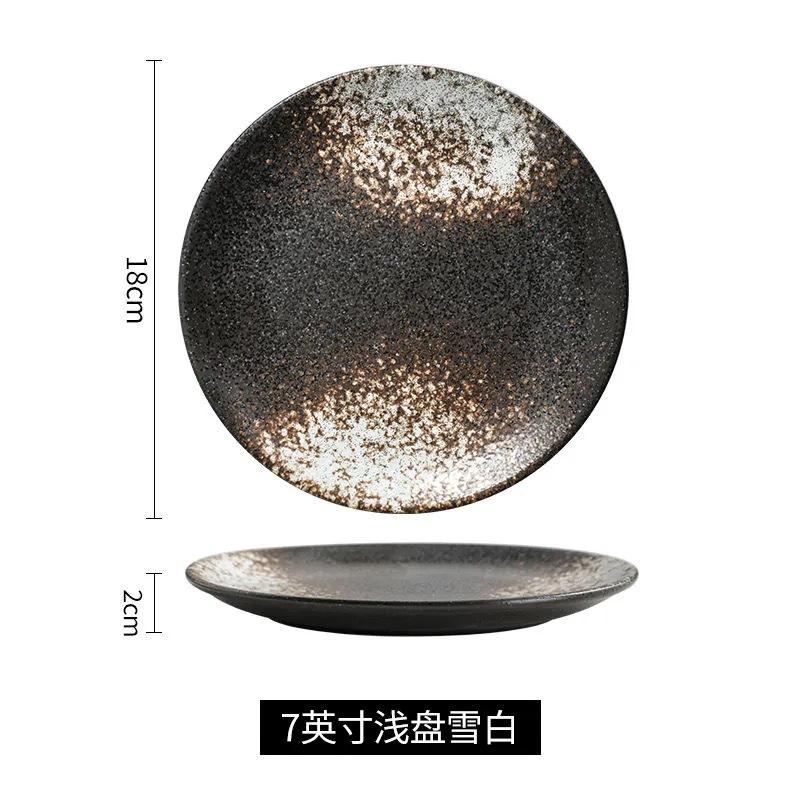 Ceramic Dinner Plates Creative Japanese Style Glaze Round Steak Salad Fruit Dessert Food Plate Kitchen Tableware Gift