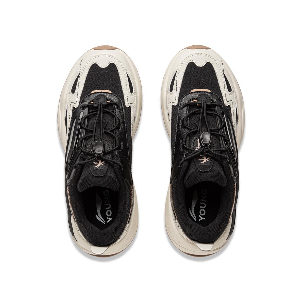 Li Ning Kids Sports Lifestyle Series Comfortable Fashion Non-Slip Wear-Resistant Low-Top Casual Shoes Kids Casual Shoes Black Light-Gray YKCU188-3