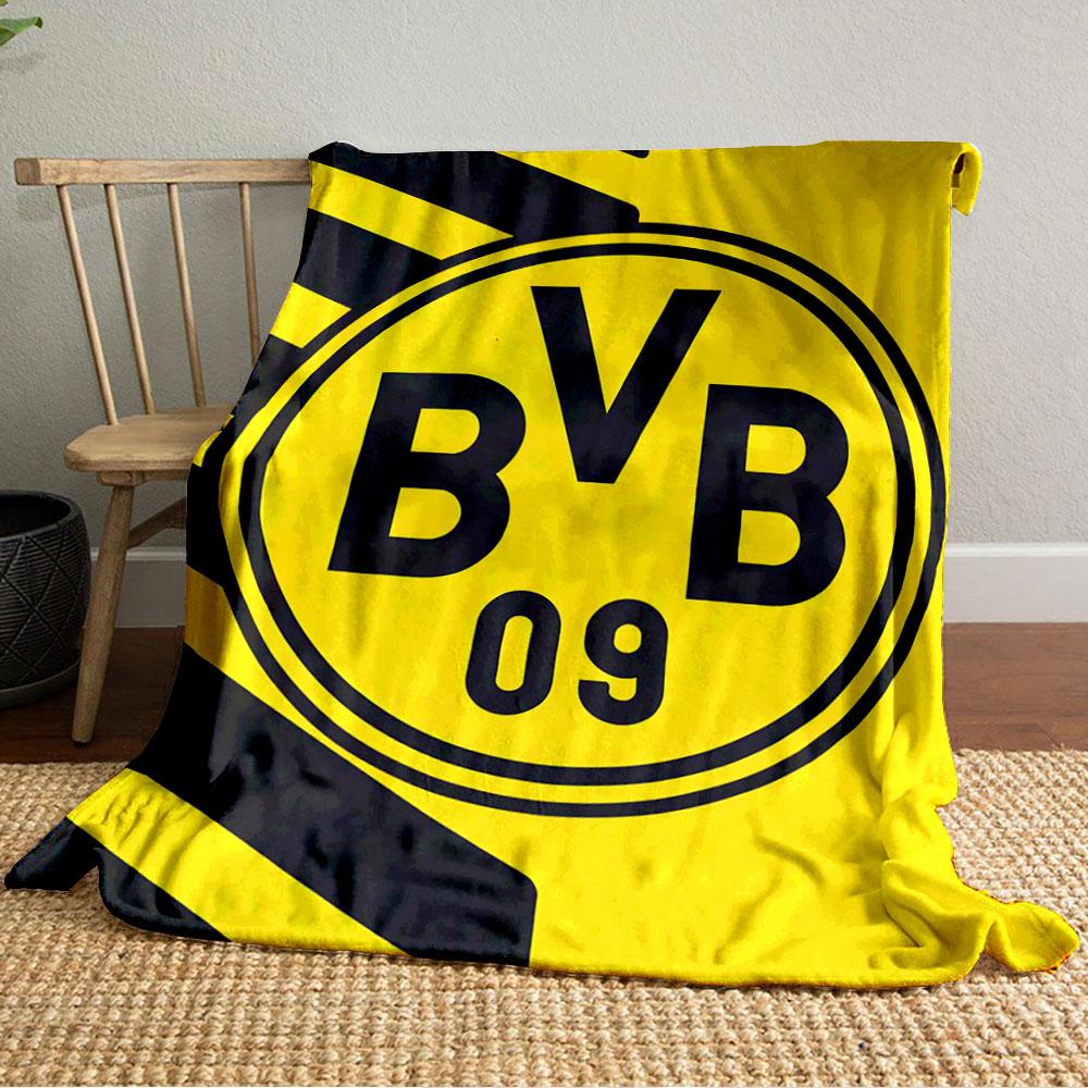 Yellow Background with Black "BVB 09" Circle and Diagonal Black Stripes. for All Seasons Blanket Lunch Break Throw Gift
