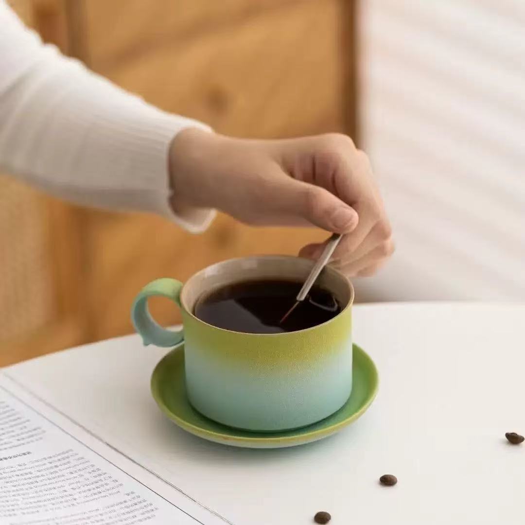 

Micai small fresh high-value coffee cup office ceramic cup and saucer set household mug cup water cup 270