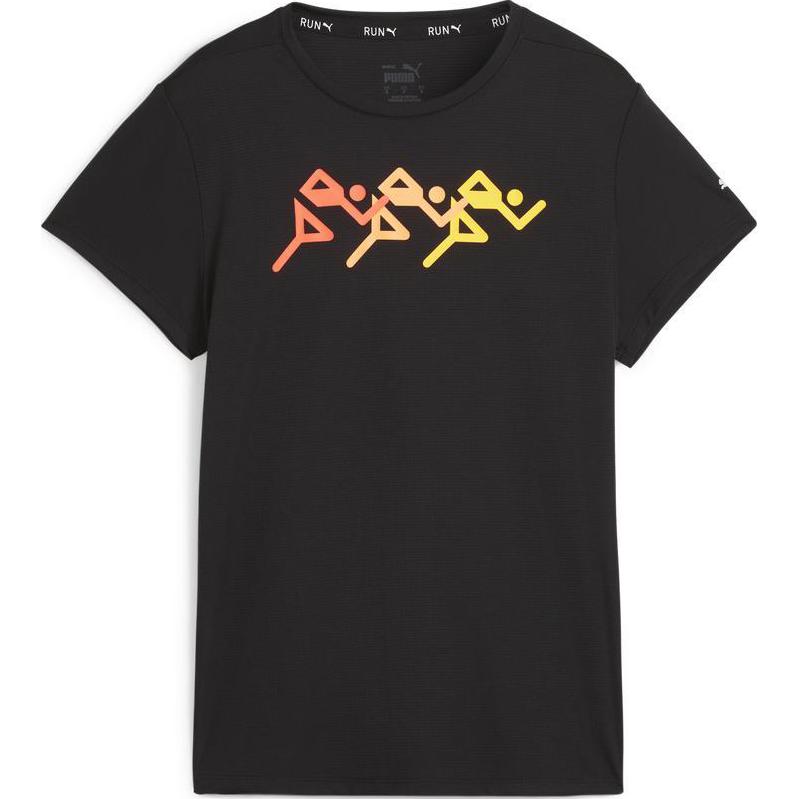 

Puma Бег Fav Простой Принт Дизайн Повседневная Дышащая Футболка с Коротким Рукавом и Круглым Вырезом Женские Топы Черный 525326-01 S