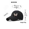 Strass Schmetterling Baseball Cap Damen Frühling Sommer Vielseitiger Sonnenschutz Hut Spitzenmuster Baseball Cap
