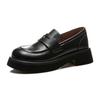 Leather Loafers Women's 2025 Spring New Women's Platform One-pedal Single Shoes Women's Casual Small Fragrant Women's Shoes Tide