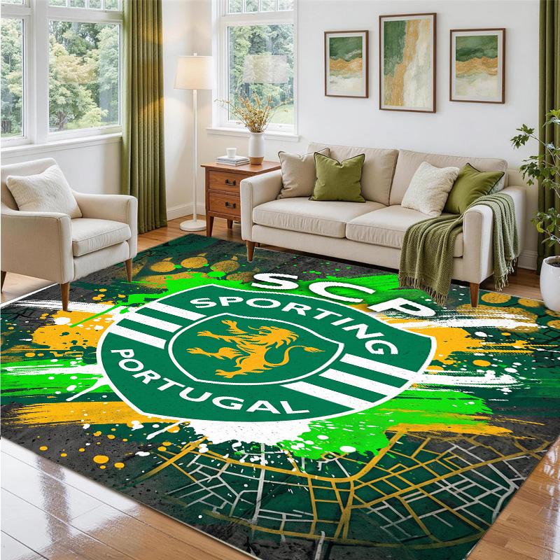 Sporting CP FC Design Crystal Velvet Rug Soft Decorative Mat for Bedroom Entrance