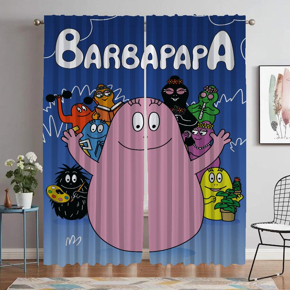 Anti-mosquito Curtains for Camera Les Barbapapa Home Interior Curtains 2 Pieces Living Room Curtain Partition Tulle for Bedroom