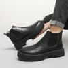 Mode Herren Klassische Retro Chelsea Boots Mode Lässige Leder Stiefeletten Britischer Stil Herren Kurze Schuhe Herren Winter Plüsch Schneestiefel