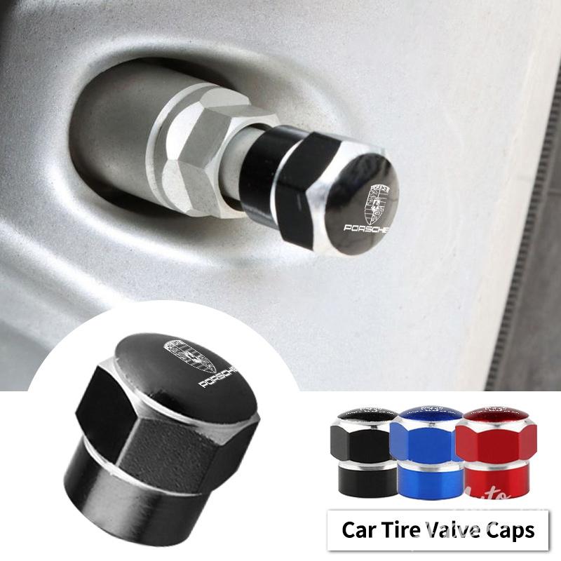 5Pcs Car Wheel Tire Valve Caps Metal Stem Covers For Porsche 911 718 Cayenne Cayman Panamera Macan Taycan Boxster 918 Stickers RJ2