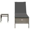 Sun Lounger with Table and Cushion Gray Poly Rattan