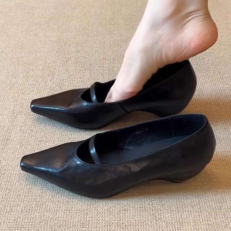 

Comfort Black Mary Jane Shoes Sandals Women Summer Sexy Pointed Toe Shallow Concise Shoes Elegant Office Formal Shoes 39 чорний