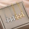 444 Gold Necklace Angel Number Cubic Zirconia Pendant Necklace Dainty Number Couple Jewelry