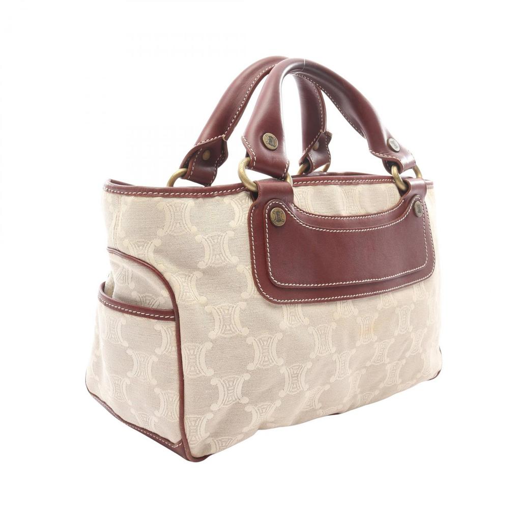 Used CELINE Boogie Bag Paris Macadam Handbag Canvas Leather Beige Brown Used Women