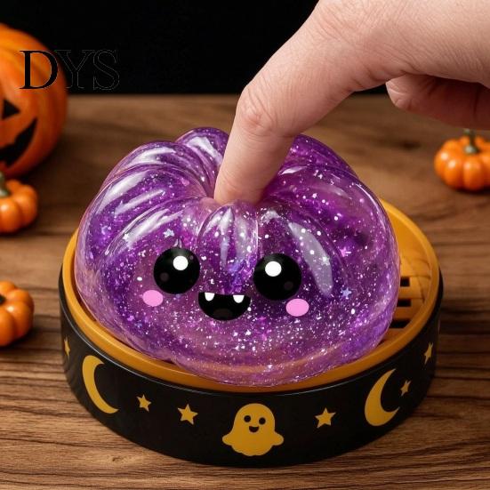 Mini Steamer Pretend Play Set Ghost Dumpling Stress Ball with Steamer, Maltose Slow Rising Squeeze Toy, Interactive Food Shape Toys Halloween