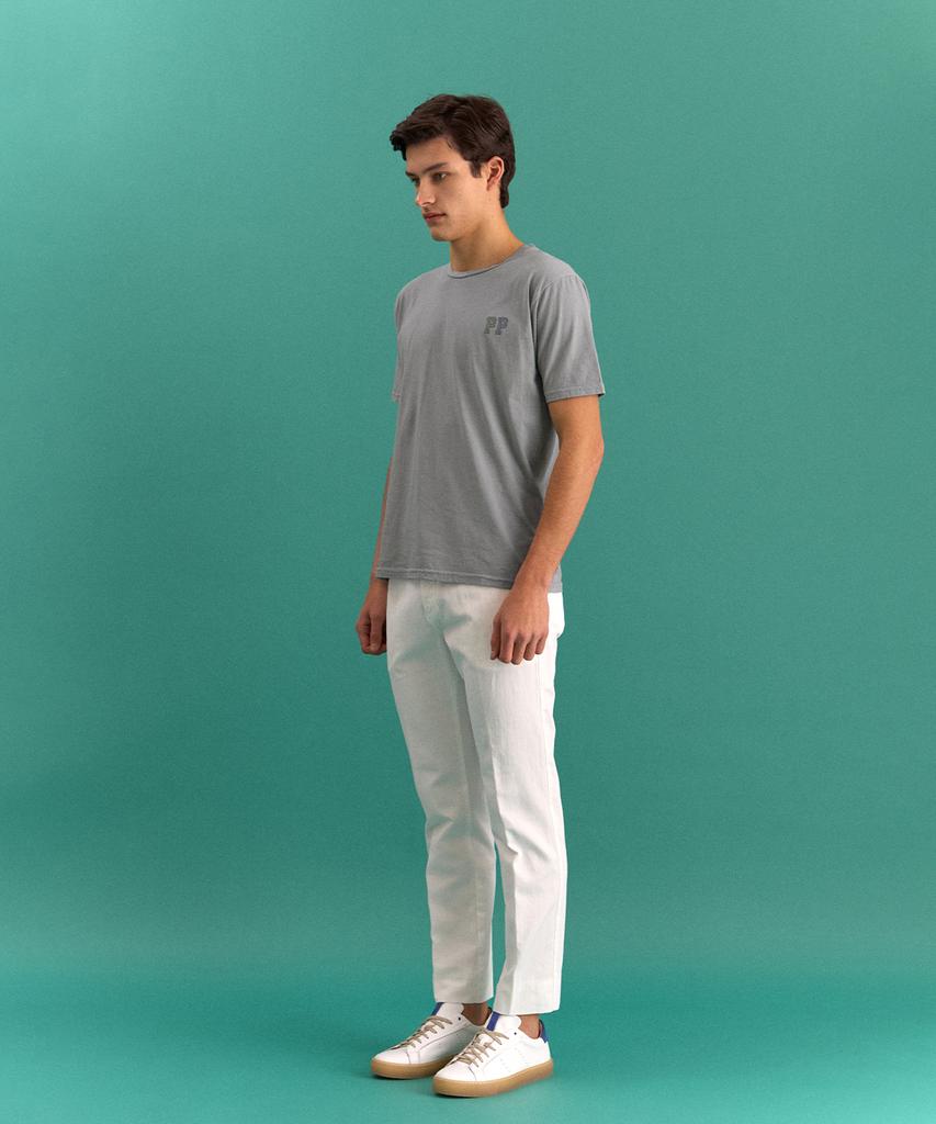 PANICALE Gray Stitch Logo Short Sleeve T-Shirt