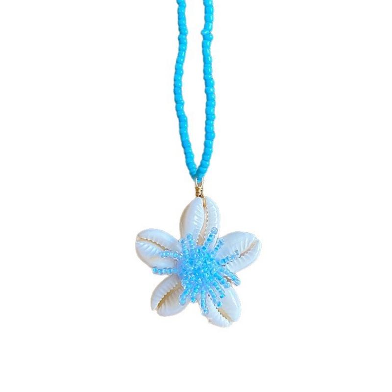 Bohemian Coconut Tree Pendant Necklace With Shell Beads Alloy Acrylic Layer Chain Jewelry for Women Beach Vacation