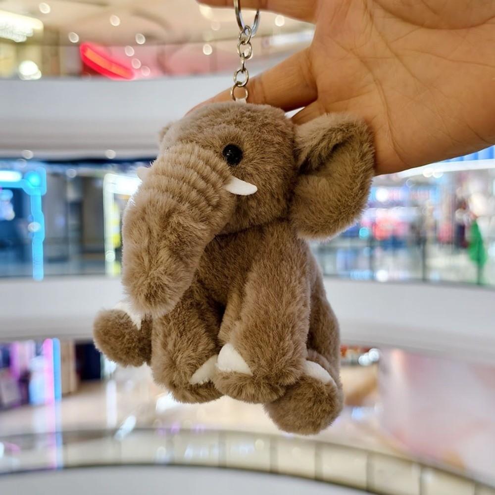 Fluffy Texture Plush Elephant Keychain Soft Plush Material Bag Charm Pendant  Gift for Kids