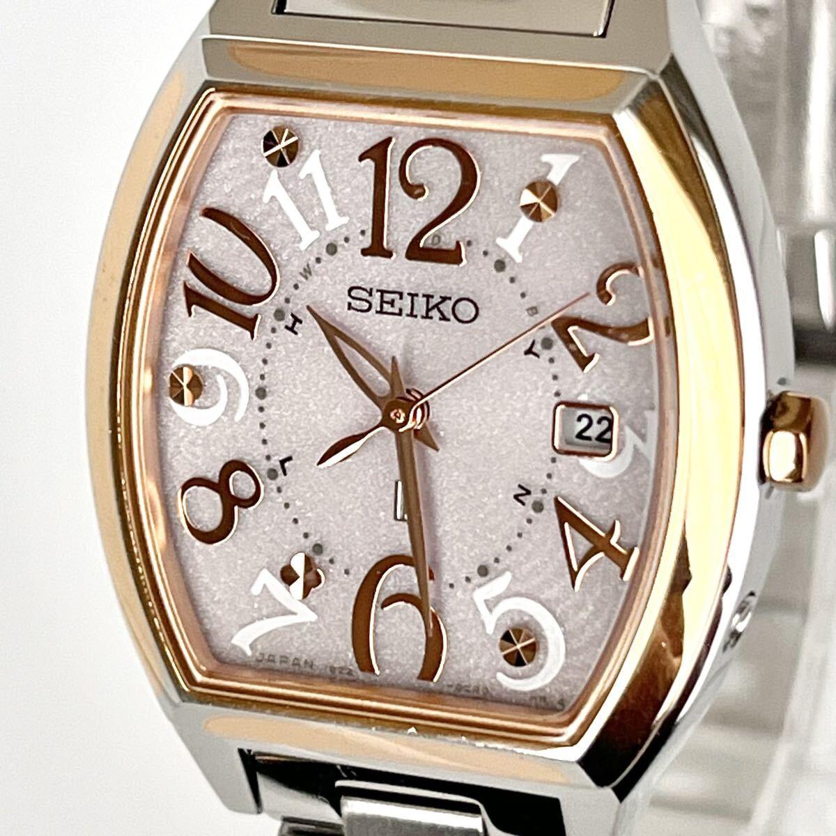 [В рабочем состоянии] Полированные женские часы Seiko SEIKO LUKIA радио-солнечные хорошее состояние розово-серебристый циферблат золотой s2358