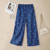 ZANZEA Women Casual Elastic Waist Loose Print Straight Pants